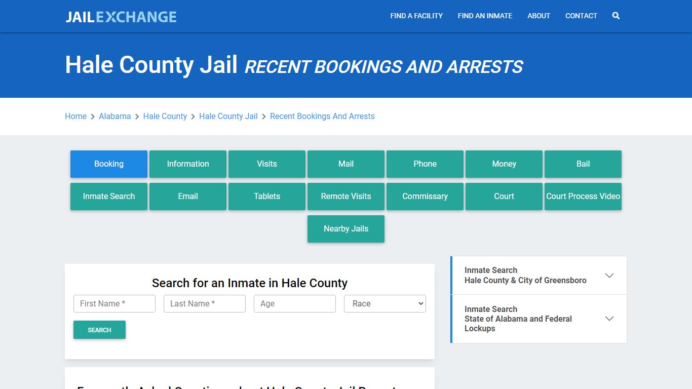 Hale County Jail AL Recent Arrests and Bookings - Jail Exchange