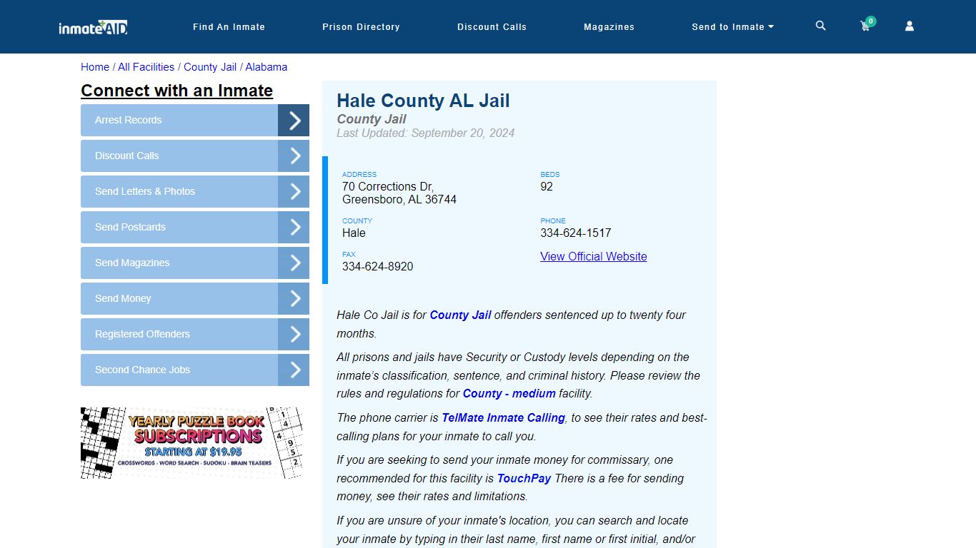 Hale County AL Jail - Inmate Locator